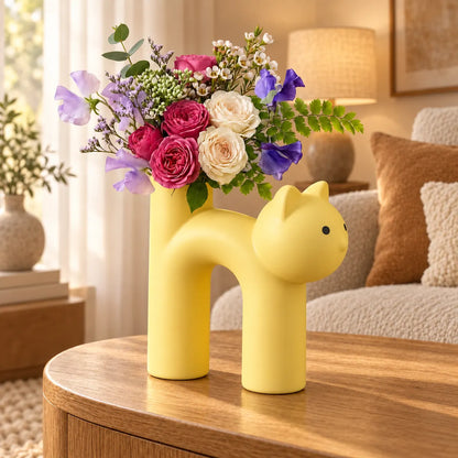 Vasorielle Cute Cat Ceramic Bud Vase
