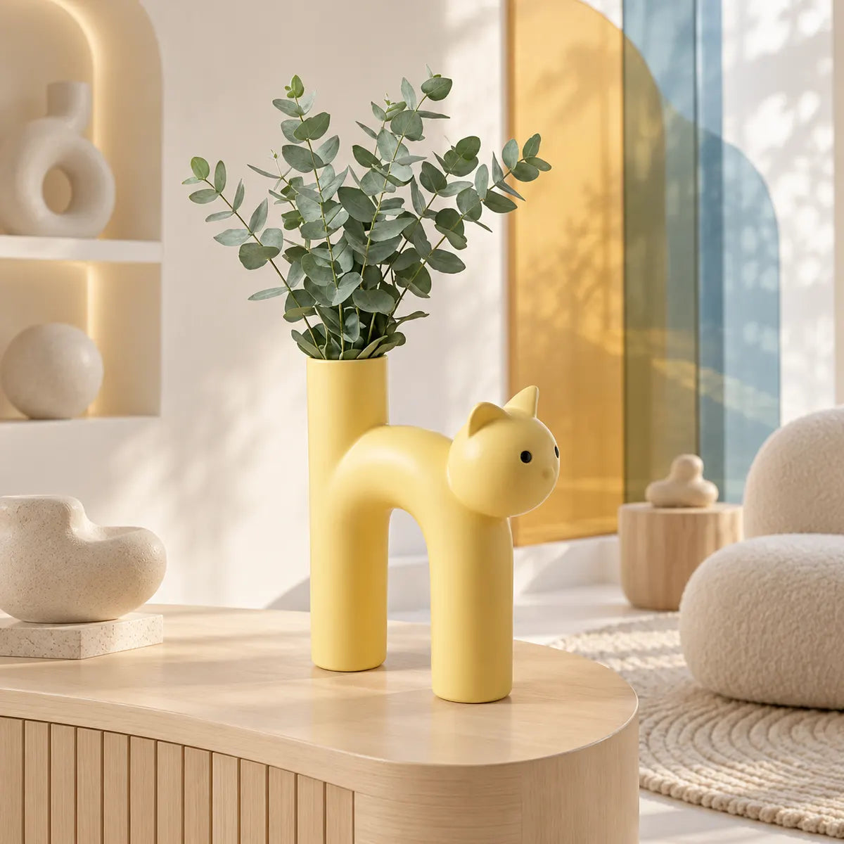 Vasorielle Cute Cat Ceramic Bud Vase